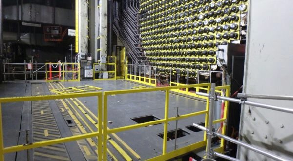 The Re-tube Tooling Platform under construction inside the Unit 2 reactor vault.