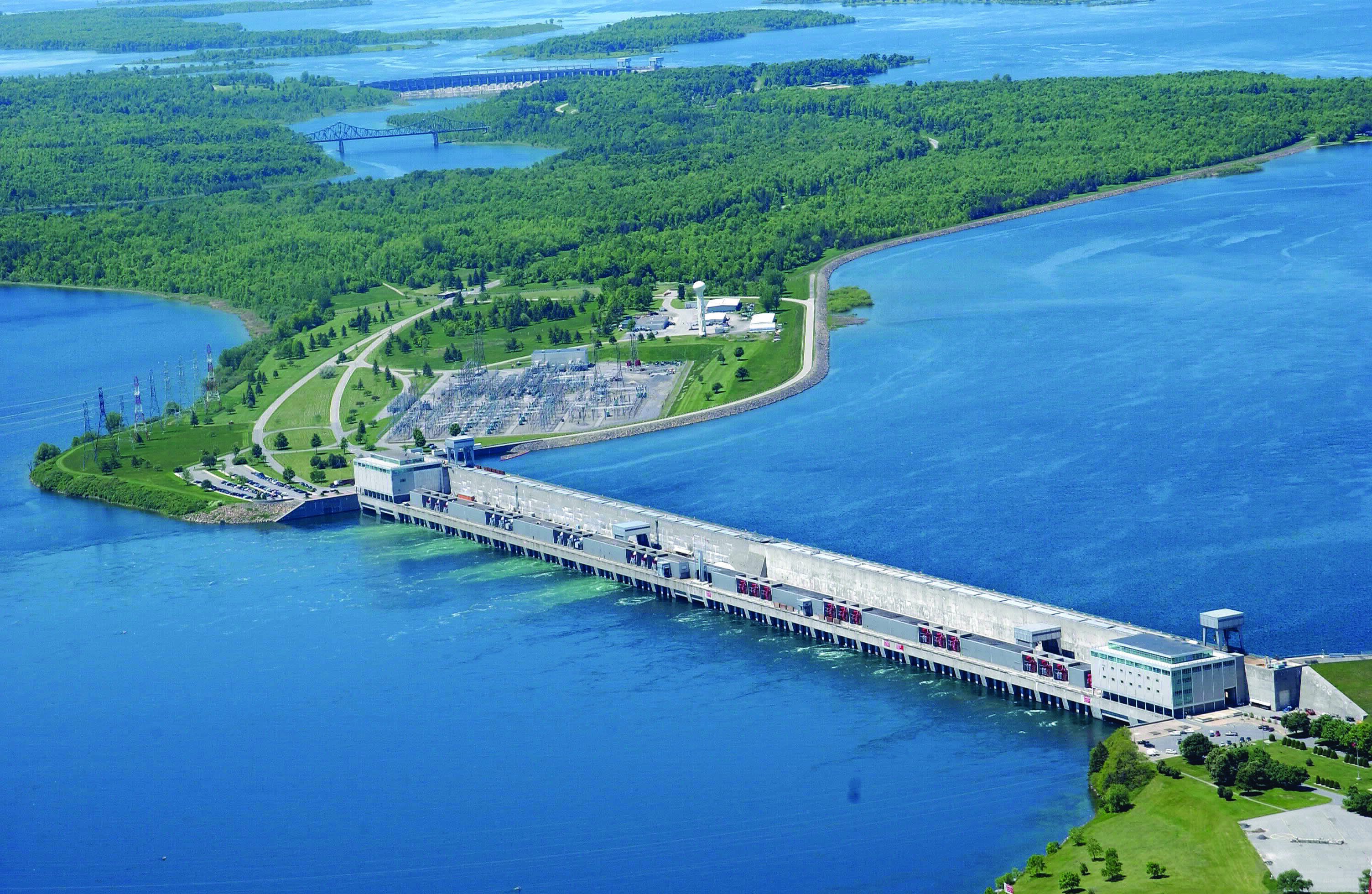 Aerial view of the Moses-Saunders Power Dam.