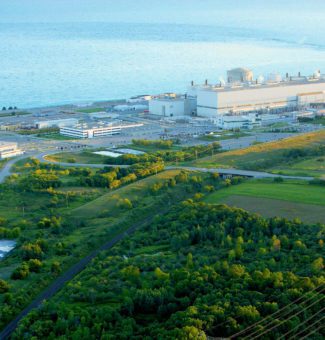 An aerial view of Darlington Nuclear Generating Station.