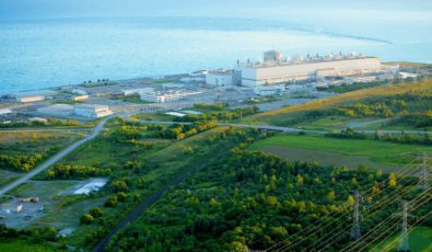 An aerial view of Darlington Nuclear Generating Station.