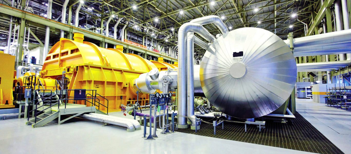The pristine turbine hall at Darlington Nuclear Generating Station.