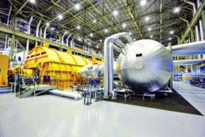 The pristine turbine hall at Darlington Nuclear Generating Station.