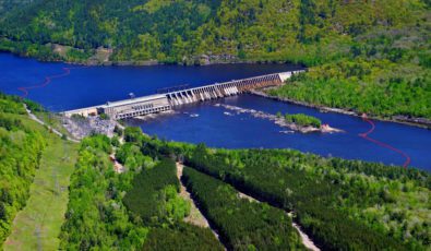 An aerial view of Otto Holden hydroelectric station.