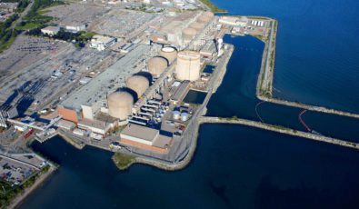 A aerial view of the Pickering Nuclear Generating Station.