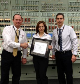 Sara Dolatshahi receives her Control Room Shift Supervisor licence.