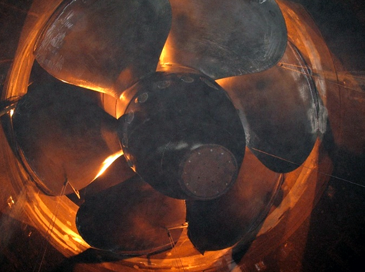 A turbine runner at R.H. Saunders GS. A phenomenon known as Alkali Aggregate Reactivity has led to concrete growth at the station.