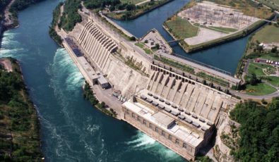 OPG's Sir Adam Beck hydro generating stations in Niagara Falls. Sir Adam Beck I GS is pictured in the foreground.