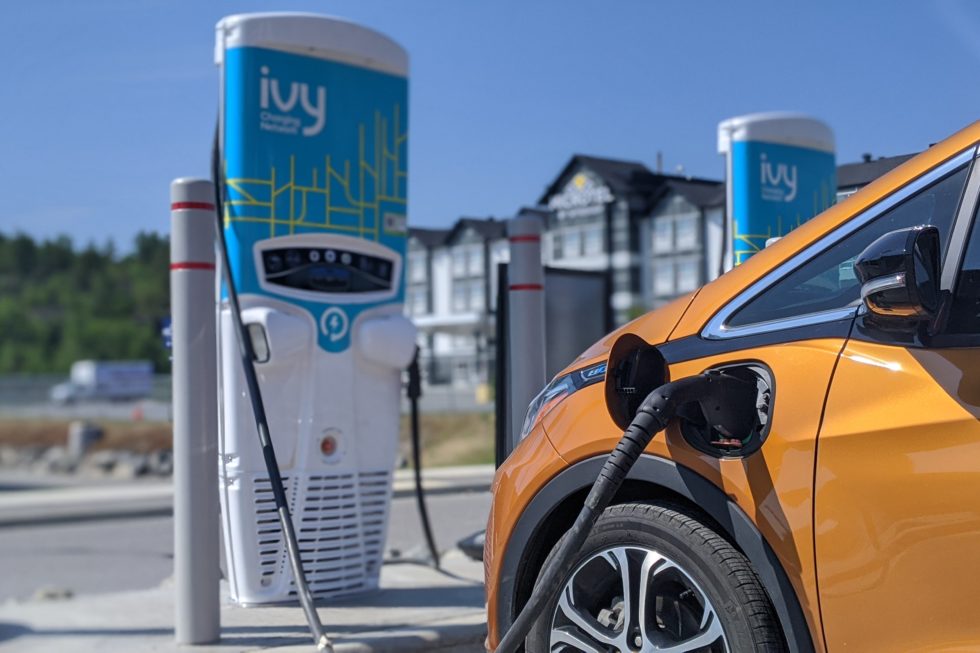 Car charging at an Ivy charging station