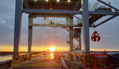 One of the massive headworks cranes at R.H. Saunders GS.