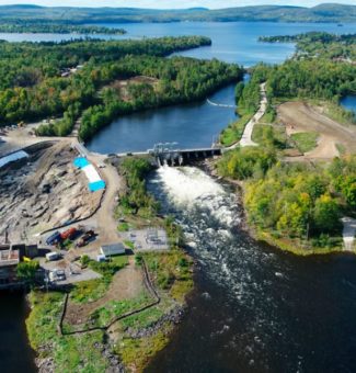 Aerial of the Calabogie Renewal Project underway