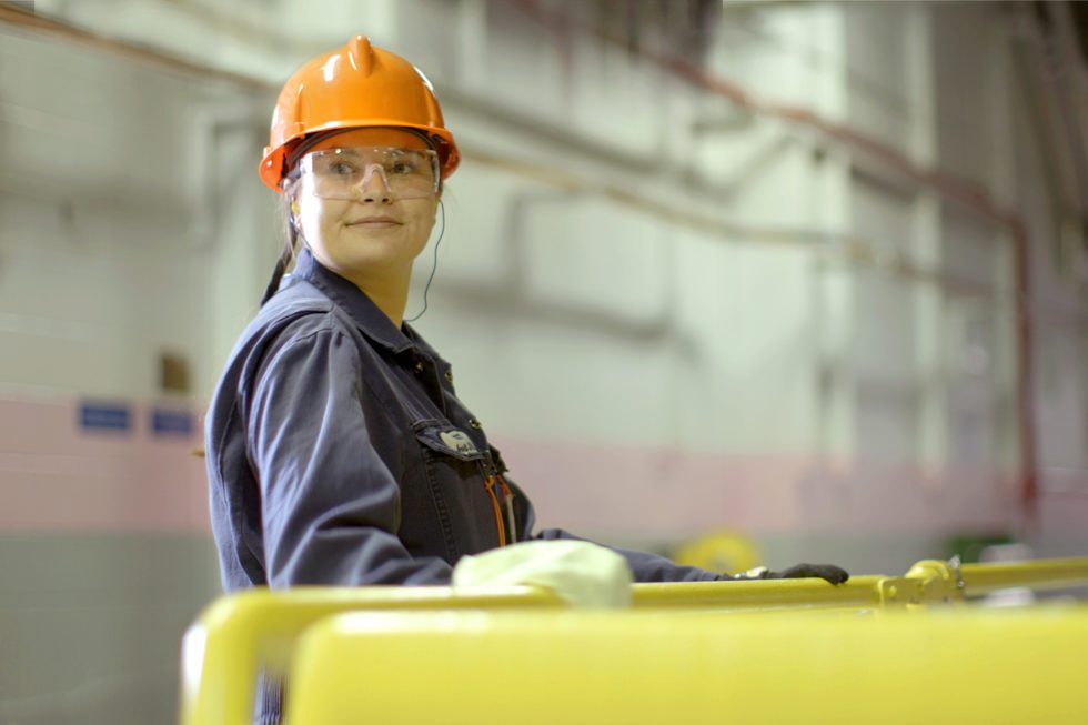 An Indigenous OPG employee in personal protective equipment.