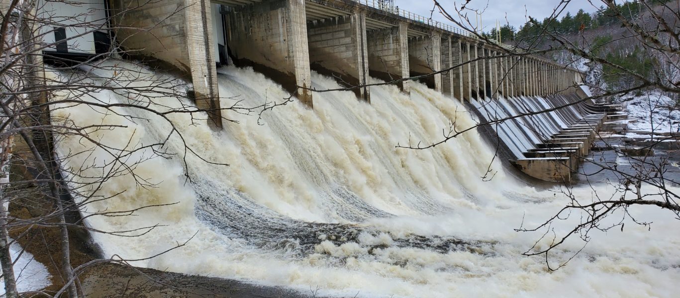 A view of water rushing out of one of OPG's hydroelectric generating stations.