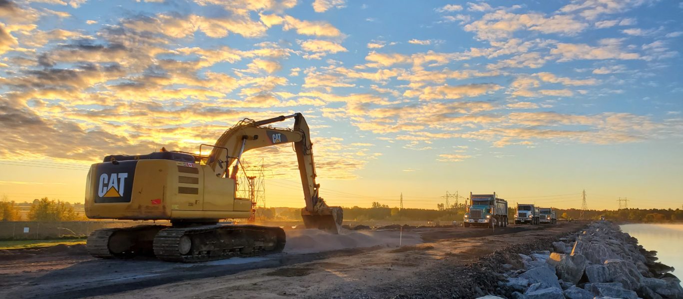 The Waba Dam Renewal Project involved raising and reinforcing the crest of the 1,219-metre-long earth dam that supports OPG's Arnprior Generating Station.