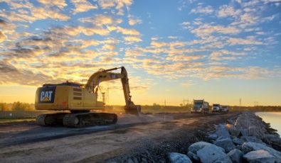 The Waba Dam Renewal Project involved raising and reinforcing the crest of the 1,219-metre-long earth dam that supports OPG's Arnprior Generating Station.