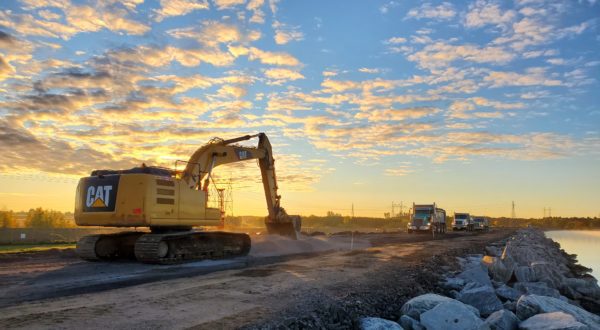 The Waba Dam Renewal Project involved raising and reinforcing the crest of the 1,219-metre-long earth dam that supports OPG's Arnprior Generating Station.