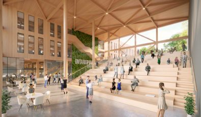 A rendering of the interior design for OPG's new Clarington campus.