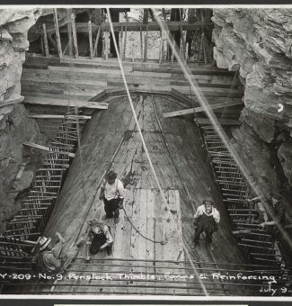 A view of penstock construction on the Sir Adam Beck I GS.