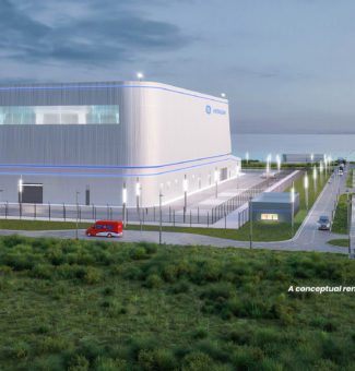A conceptual rendering of the BWRX-300 SMR plant by GE Hitachi Nuclear Energy.