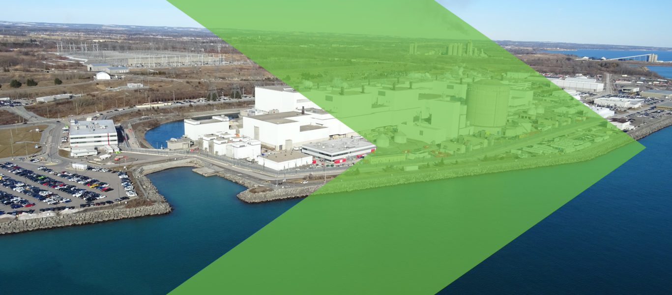 A drone photo of the Darlington Nuclear Generating Station