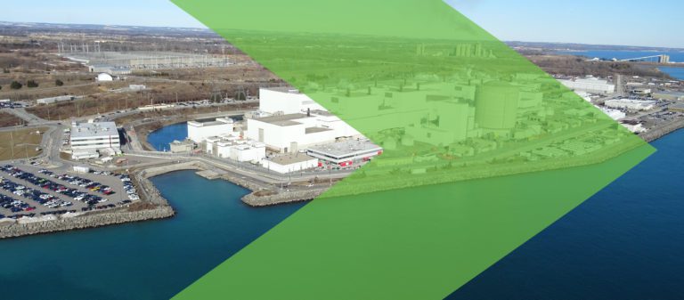 A drone photo of the Darlington Nuclear Generating Station