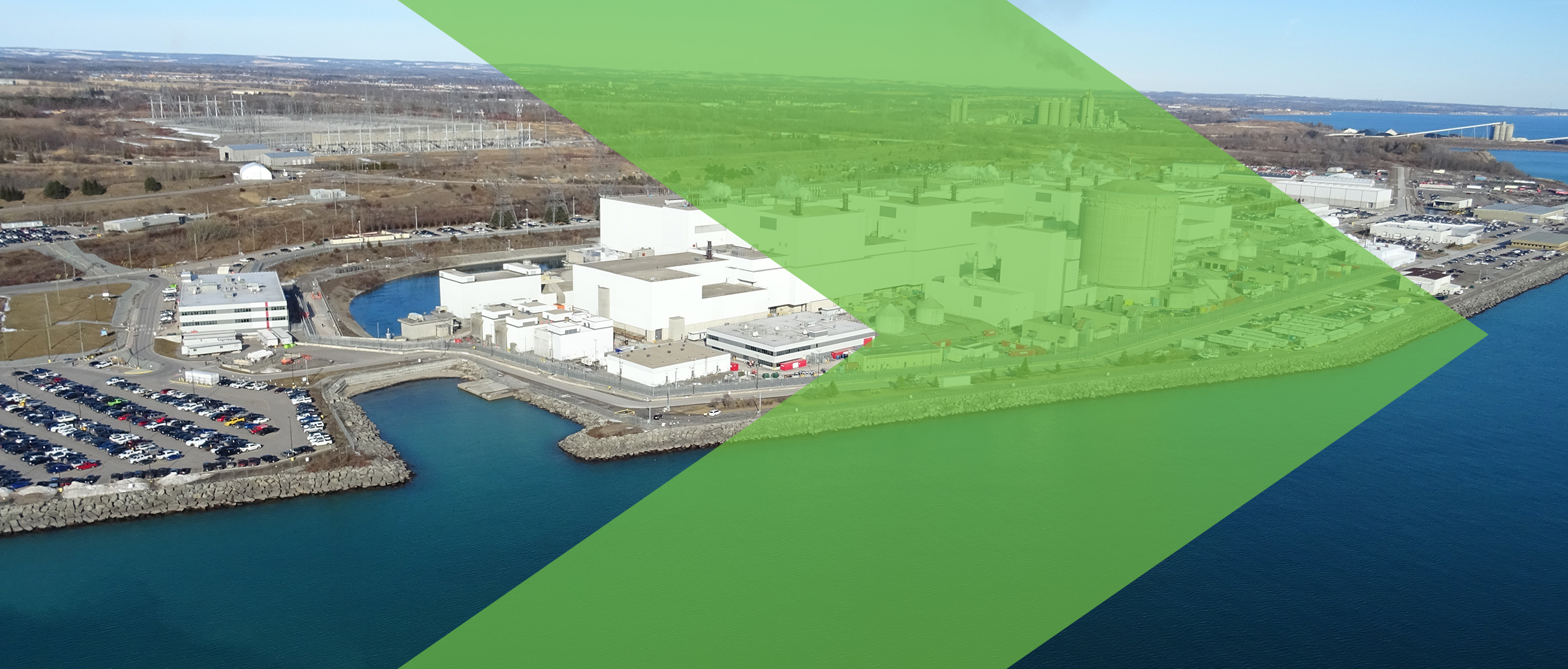 A drone photo of the Darlington Nuclear Generating Station