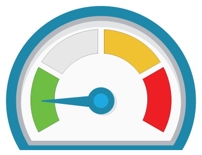 A dial graphic indicating "green" for excellent performance.