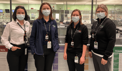 From left to right: Sara Rasouli, Control Room Shift Supervisor, Kasia Carisse, Control Room Shift Supervisor, Krista Huszarik, Shift Manager, and Julie Thrasher, Shift Manager.