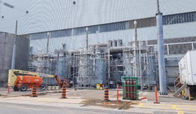 A look at new transformers installed at Darlington Nuclear's Unit 3 in July 2021.