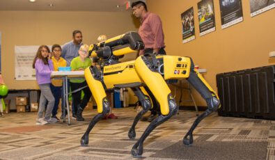 A robotic dog at OPG's community information session.