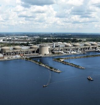 A view of Pickering Nuclear Generating Station from Lake Ontario.