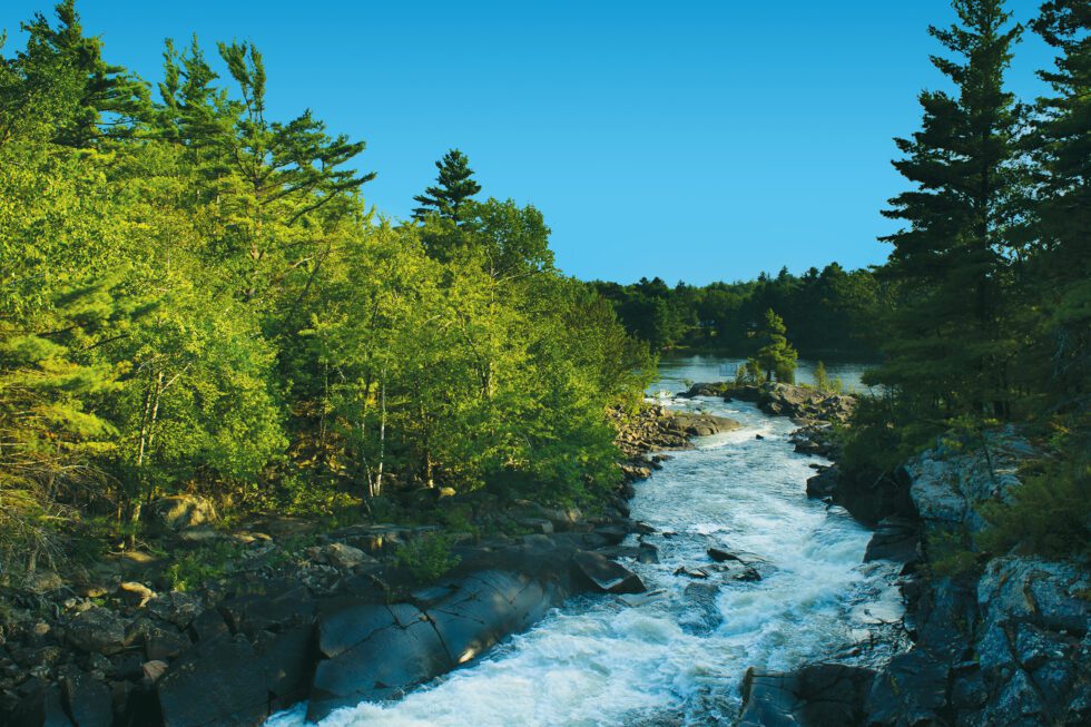 Water rushes down the Mattagami River.