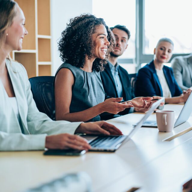 Group of business persons in business meeting. Group of entrepreneurs on meeting in board room. Corporate business team on meeting in the office.