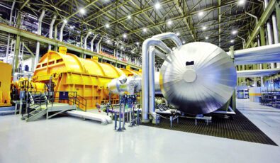 The pristine turbine hall at Darlington Nuclear Generating Station.