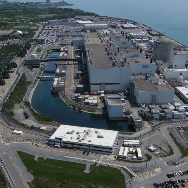 An aerial view of Darlington Nuclear Generating Station.