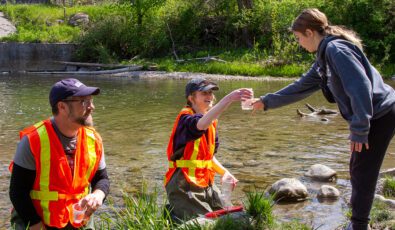 Volunteers help out at a community event