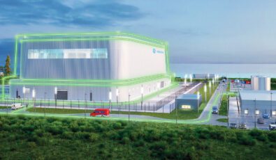A conceptual rendering of a BWRX-300 Small Modular Reactor.
