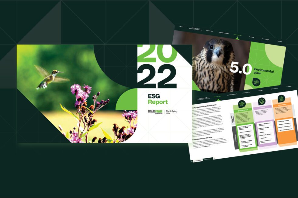 A view of the cover of OPG's 2022 ESG Report