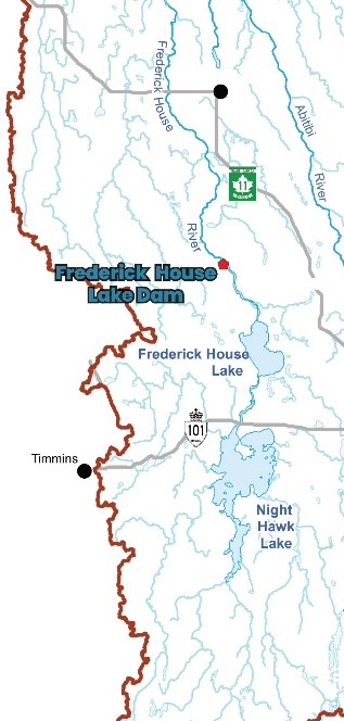 A map showing the location of the Frederick House Lake Rehabilitation project.