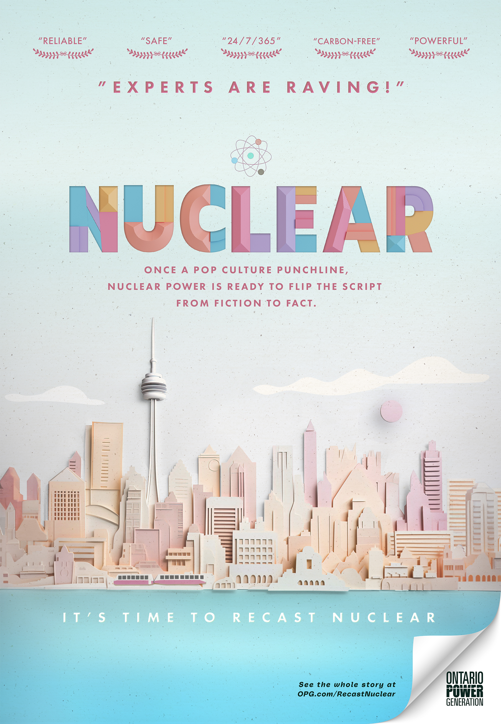 OPG Nuclear Advocacy_Nuclear Poster "NUCLEAR - Once a pop culture punchline, nuclear power is ready to flip the script from fiction to fact."