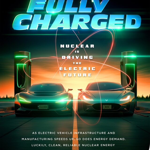 "FULLY CHARGED - Nuclear is Driving the Electric Future. As electric vehicle infrastructure and manufacturing speeds up, so does energy demand. Luckily, clean, reliable nuclear energy has the power to keep up."