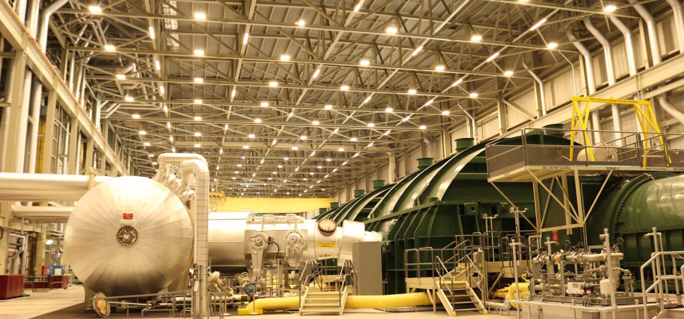 The Darlington Unit 3 turbine with new brighter LED lighting in the turbine hall.