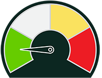 A dial graphic indicating "green" for excellent performance.