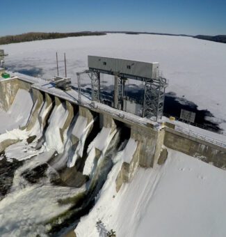 Pine Portage Generating Station in winter.