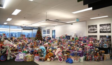 OPG's record-setting haul of food and toys for the Durham Regional Police Service's annual Food and Toy Drive.