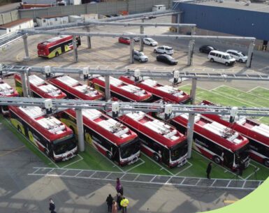 Canada's first outdoor pantograph depot fast charging system at the TTC’s Birchmount facility designed and built by PowerON.