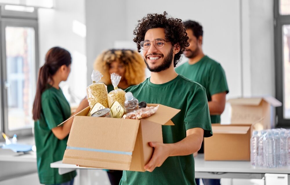 Volunteers working at food bank