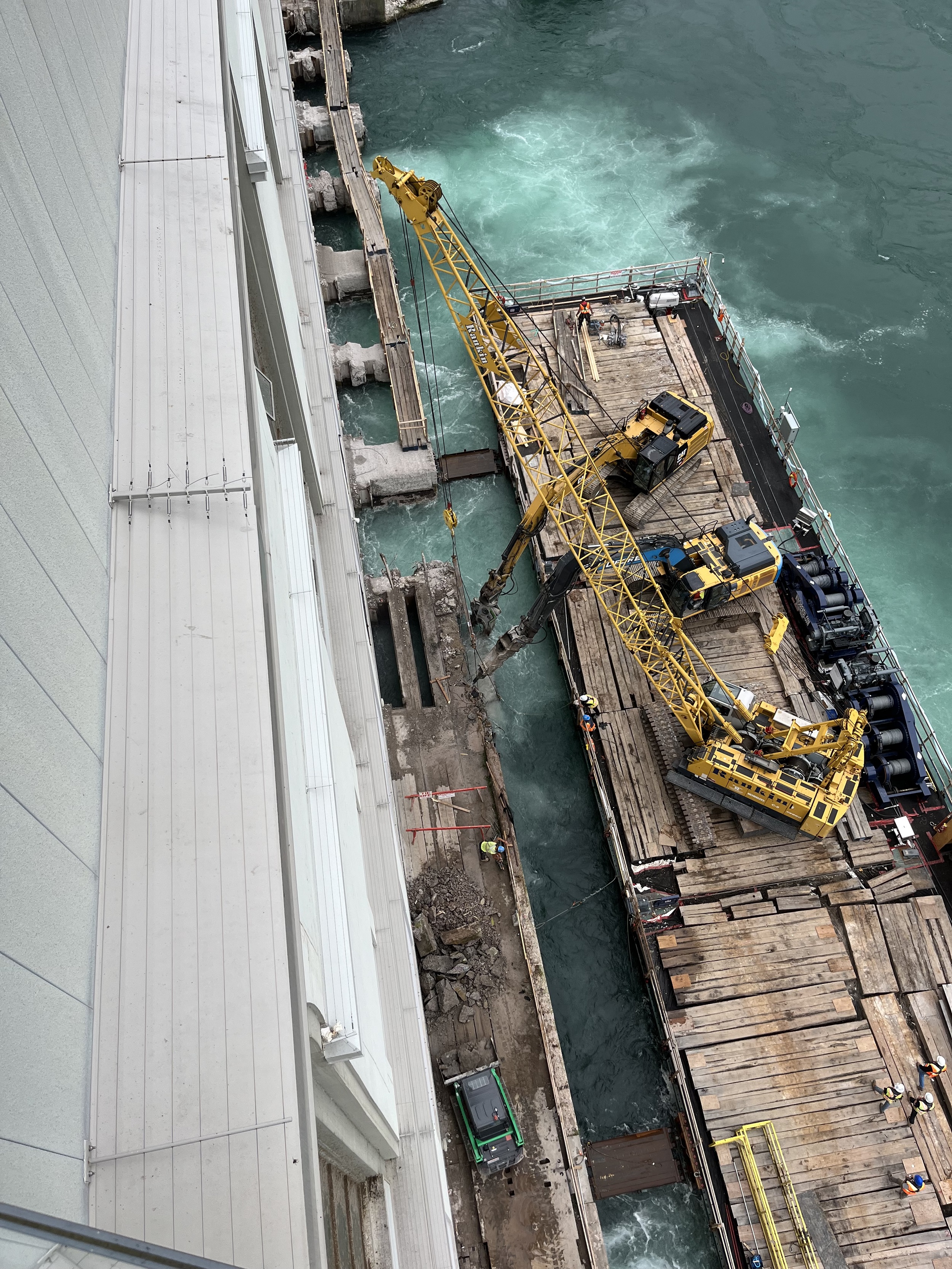 The tailrace deck spans the lower façade of Sir Adam Beck I's powerhouse.