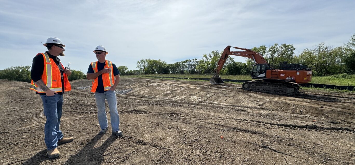 Voyageur Services' John Munnings and Scott Pittaro survey the Darlington New Nuclear Project site.