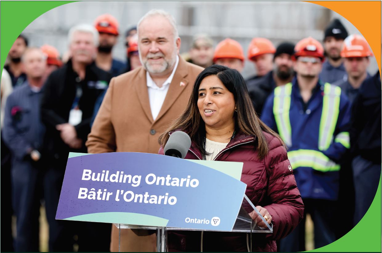 Former Minister of Energy, Todd Smith (left) and Subo Sinnathamby, OPG’s Chief Projects Officer, announce Provincial support for refurbishment at the Pickering Nuclear Generating Station on Jan. 30, 2024