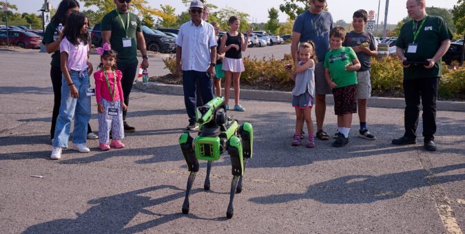 Visitors check out a Boston Dynamics robot dog in action during OPG's 2024 Community Power Expo, which welcomed more than 3,200 visitors on Saturday, Sept. 14, 2024.